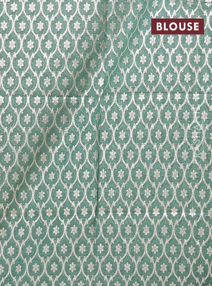 Semi mangalgiri saree purple and pastel green with plain body and zari woven border