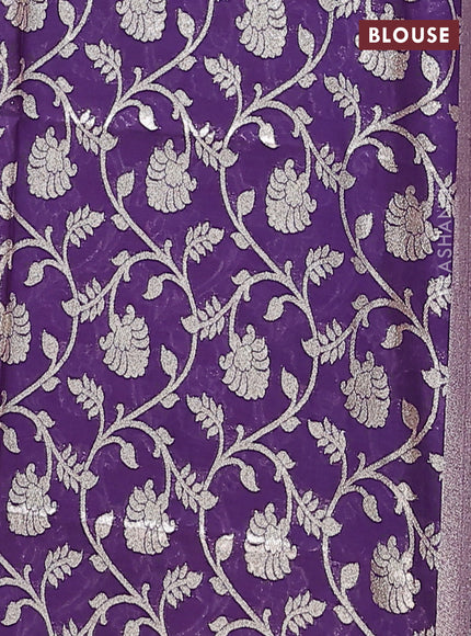 Semi mangalgiri saree pink and deep purple with plain body and zari woven border