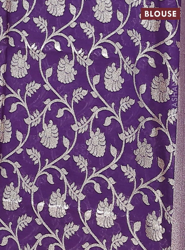 Semi mangalgiri saree pink and deep purple with plain body and zari woven border