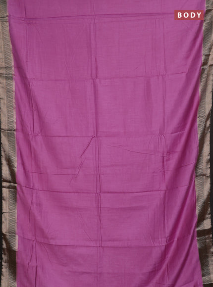 Semi mangalgiri saree lavender shade and black with plain body and zari woven border