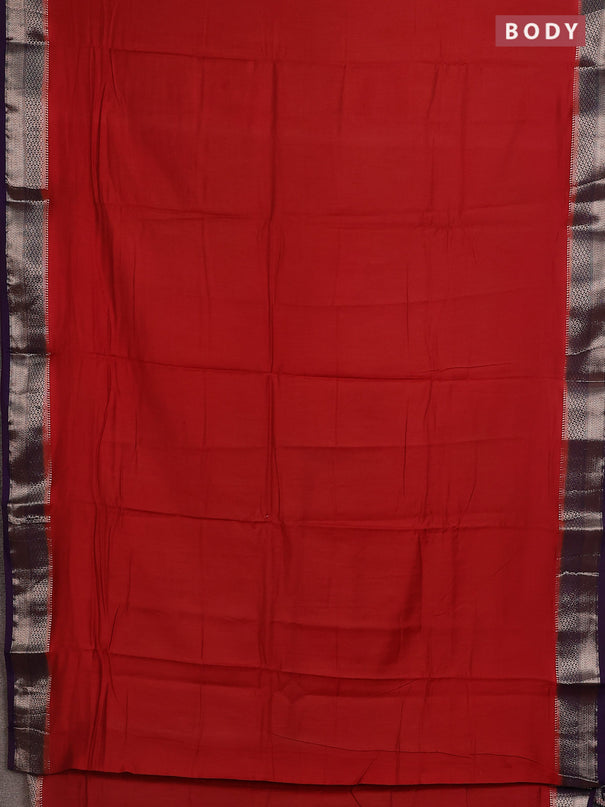 Semi mangalgiri saree rustic maroon and purple with plain body and zari woven border