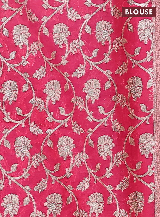 Semi mangalgiri saree dark blue and pink with plain body and zari woven border