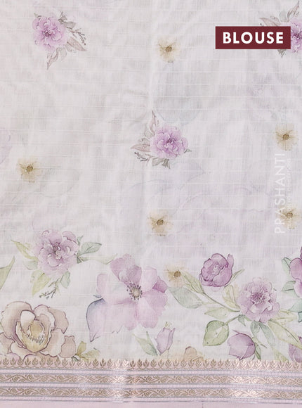 Mul chanderi saree cream and baby pink with allover floral digital prints and zari woven border