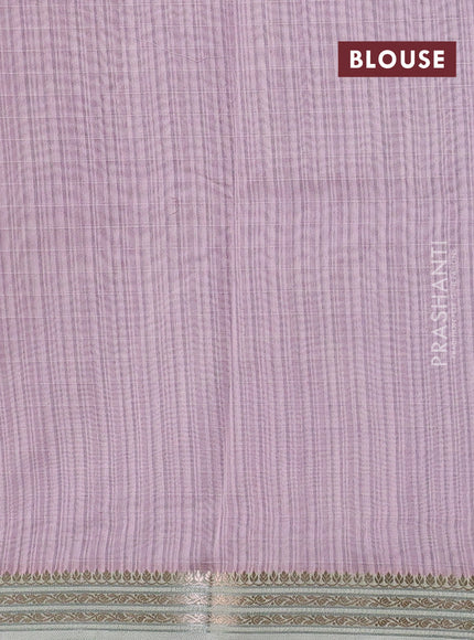 Mul chanderi saree lavender shade and pastel green with allover floral digital prints and zari woven border