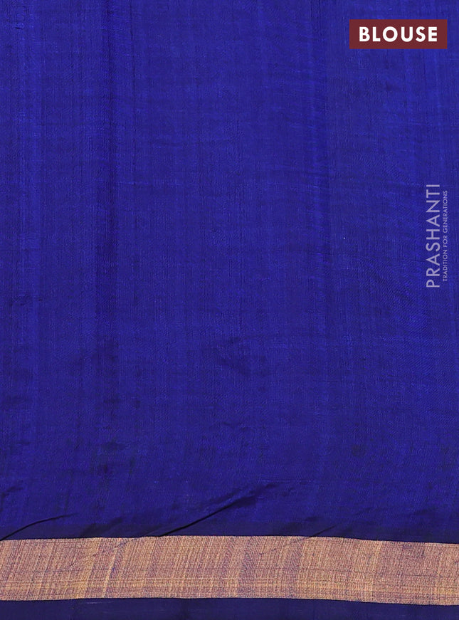 Silk cotton saree blue with floral embriodery and zari woven border