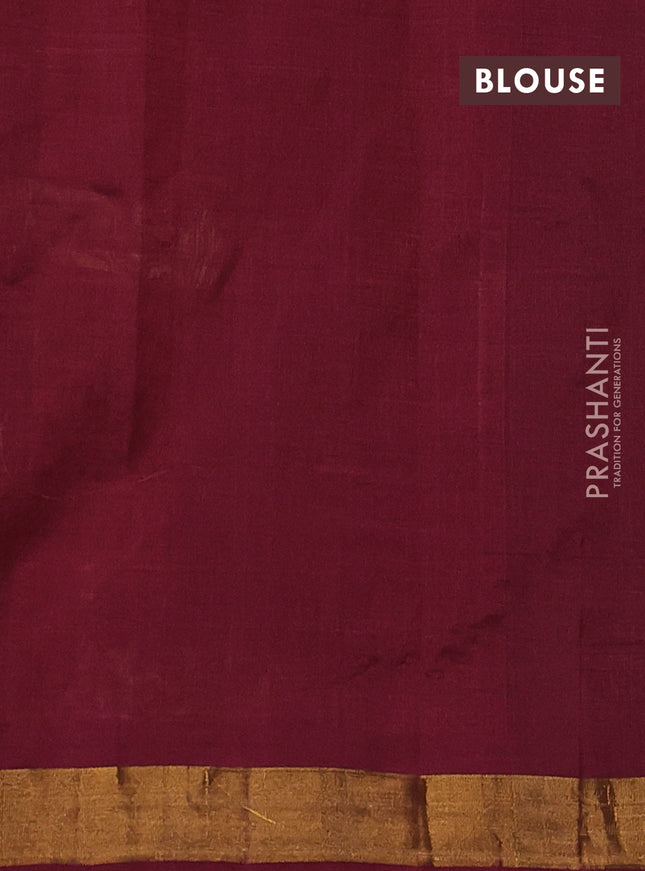 Silk cotton saree maroon with floral embriodery and zari woven border