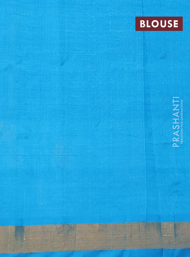 Silk cotton saree cs blue with floral embriodery and zari woven border