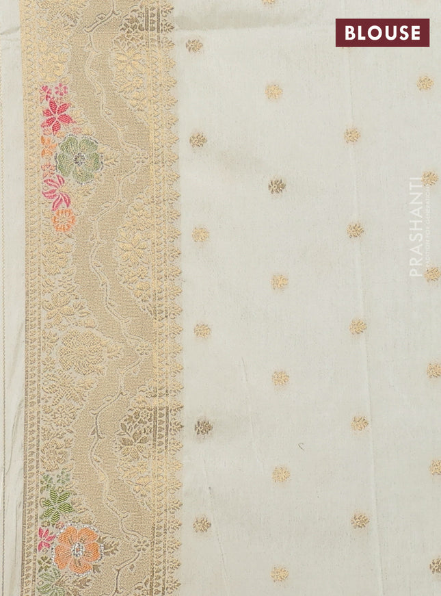 Semi raw silk saree cream and allover jamdhani weaves and zari woven border