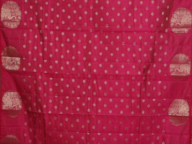 Pink raw silk saree with matching Neck piece