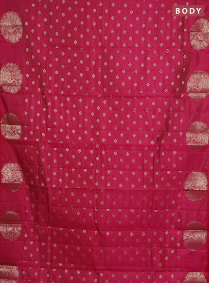 Pink raw silk saree with matching Neck piece