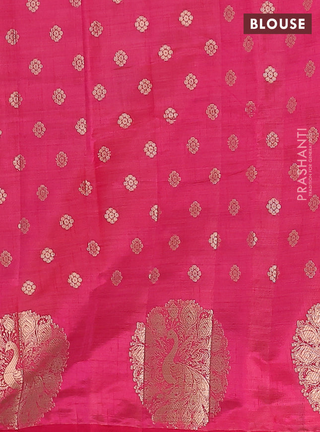 Pink raw silk saree with matching Neck piece
