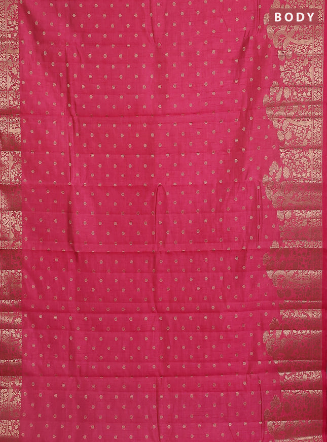 Pink raw silk saree with matching Neck piece