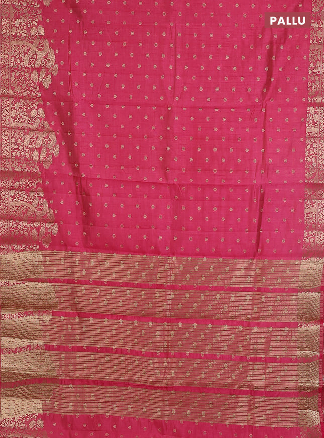 Pink raw silk saree with matching Neck piece