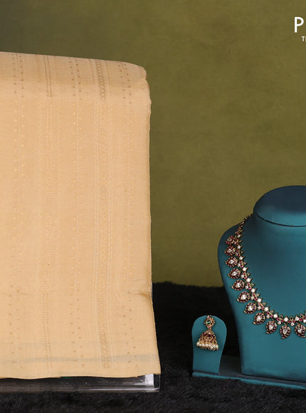 Sandal-Green Kanchipuram silk saree with matching Neck piece