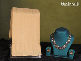 Sandal-Green Kanchipuram silk saree with matching Neck piece