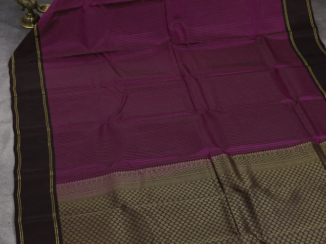 Purple-Coffee brown kanchipuram silk saree with matching Neck piece