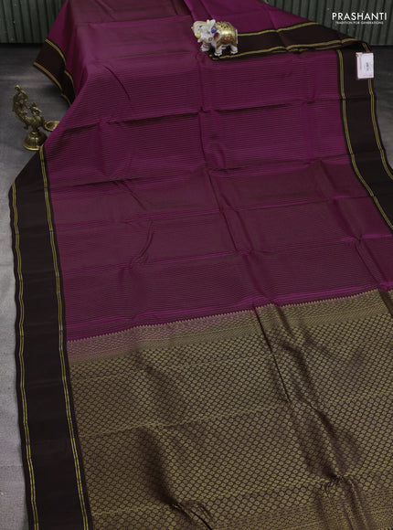 Purple-Coffee brown kanchipuram silk saree with matching Neck piece