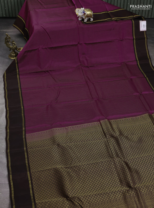 Purple-Coffee brown kanchipuram silk saree with matching Neck piece
