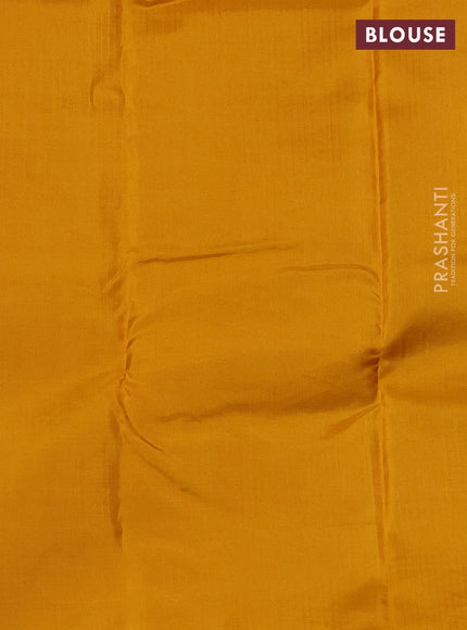 Teal Green-Mustard Yellow Kanchipuram silk saree with matching Neck piece