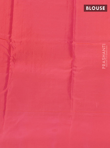 Pastel pink-Peach pink kanchipuram silk saree with matching neck piece