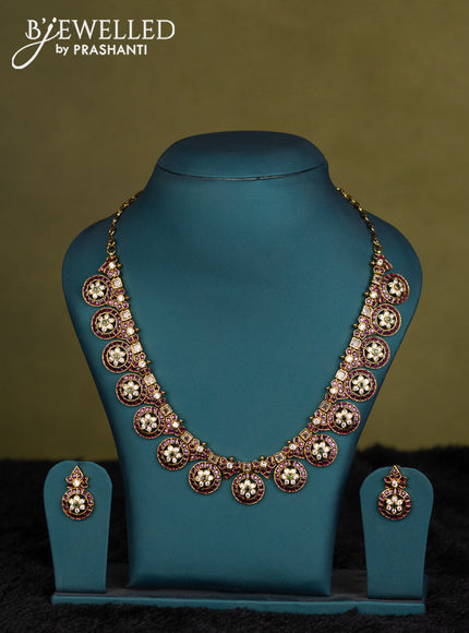 Pastel pink-Peach pink kanchipuram silk saree with matching neck piece