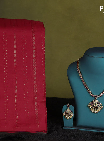 Red-Violet kanchipuram silk saree with matching neck piece