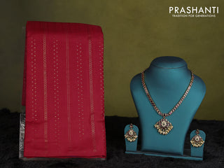 Red-Violet kanchipuram silk saree with matching neck piece