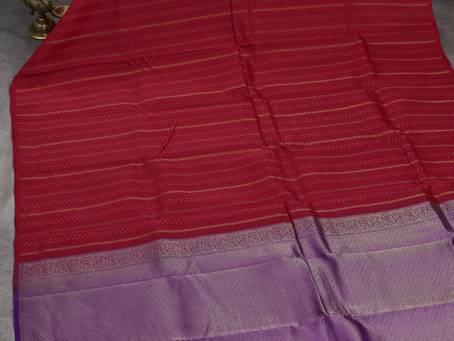 Red-Violet kanchipuram silk saree with matching neck piece