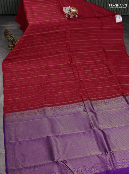 Red-Violet kanchipuram silk saree with matching neck piece