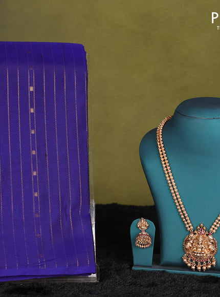 Blue-Grey kanchipuram silk saree with matching neck piece