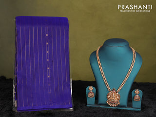 Blue-Grey kanchipuram silk saree with matching neck piece