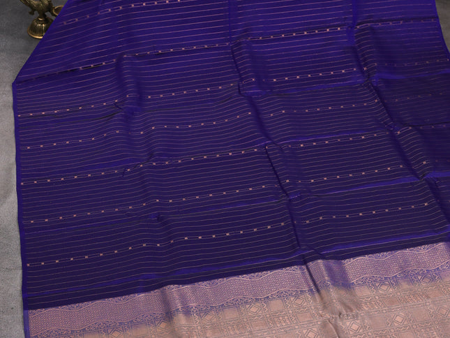 Blue-Grey kanchipuram silk saree with matching neck piece