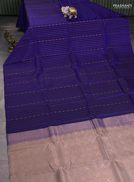 Blue-Grey kanchipuram silk saree with matching neck piece