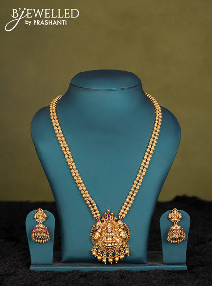 Blue-Grey kanchipuram silk saree with matching neck piece