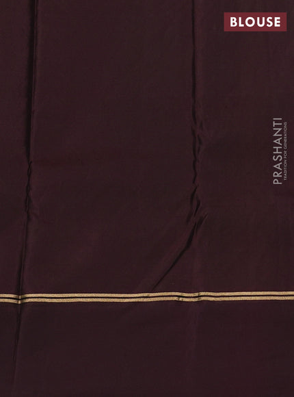 Green-Coffee brown kanchipuram silk saree with matching antique necklace