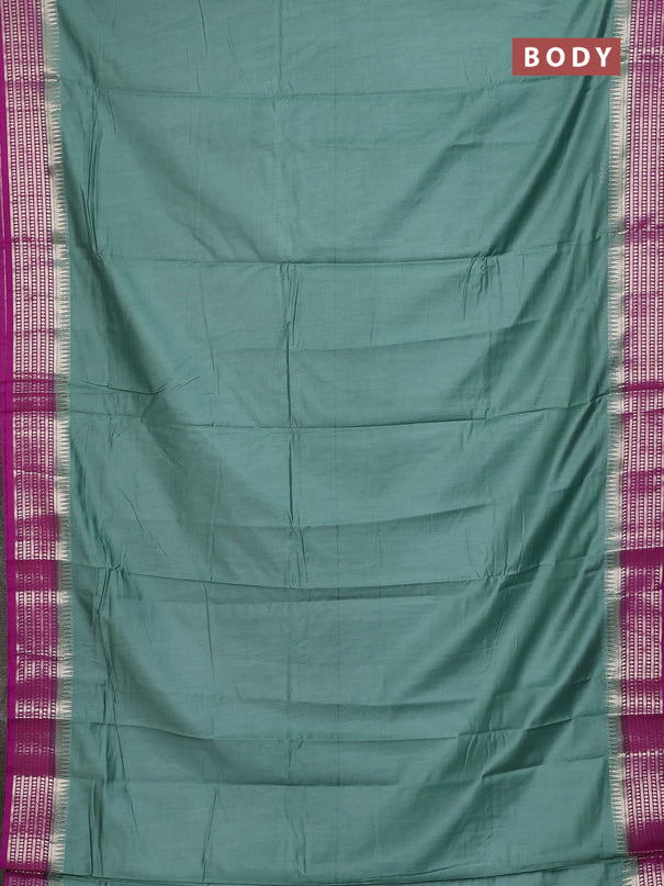 Semi mangalgiri saree pastel green and purple with plain body and zari woven border