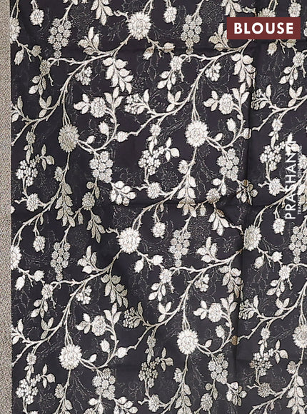 Semi mangalgiri saree lavender and black with plain body and zari woven border