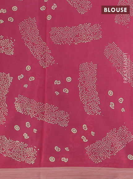Kota silk cotton saree teal blue and mavue pink with block prints and long printed border