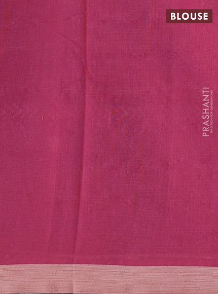 Kota silk cotton saree navy blue and maroon with block prints and long printed border