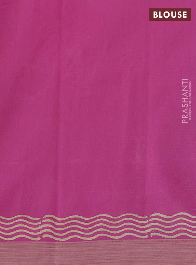 Kota silk cotton saree mustard yellow and pink with allover block prints and simple border
