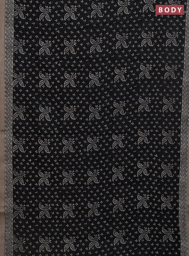 Kota silk cotton saree black and maroon with allover block prints and simple border