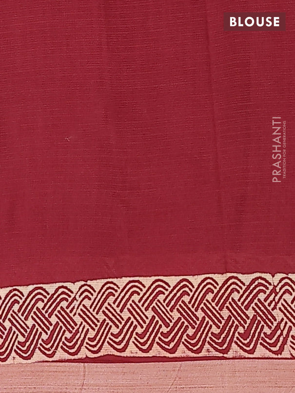 Kota silk cotton saree black and maroon with allover block prints and simple border