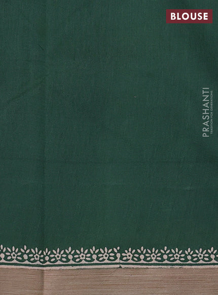 Kota silk cotton saree navy blue and bottle green with allover block prints and simple border