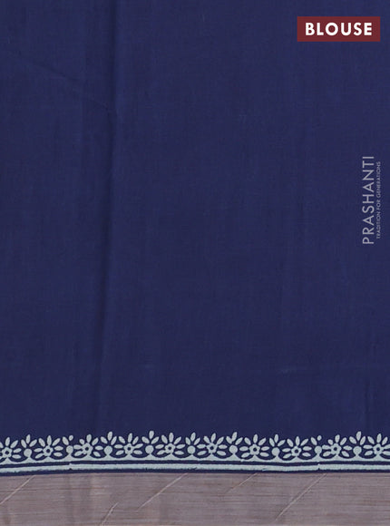 Kota silk cotton saree maroon and navy blue with block prints and simple border