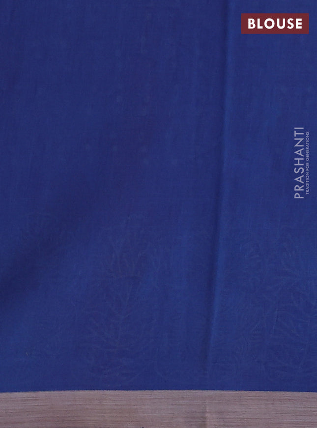 Kota silk cotton saree pink and blue with allover block prints and printed border