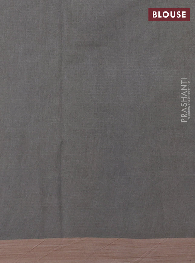 Kota silk cotton saree light green and grey with allover block prints and printed border