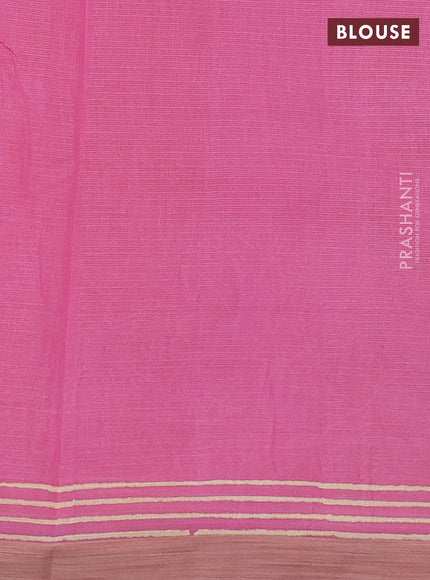 Kota silk cotton saree mustard yellow and pink with allover block prints and simple border
