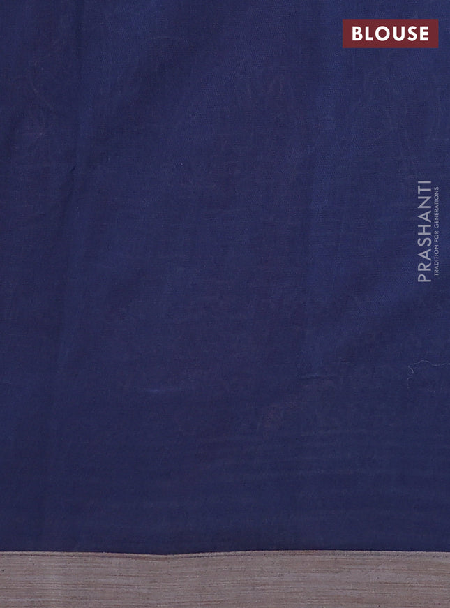 Kota silk cotton saree red and navy blue with allover block prints and simple border