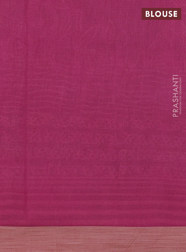 Kota silk cotton saree light green and pink with allover block prints and simple border