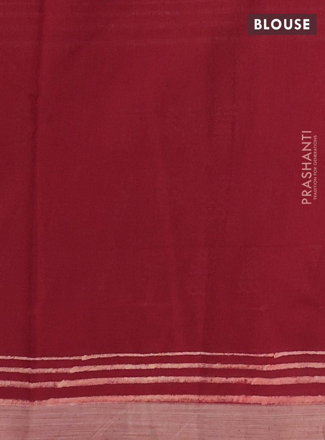 Kota silk cotton saree orange and red with allover block prints and simple border